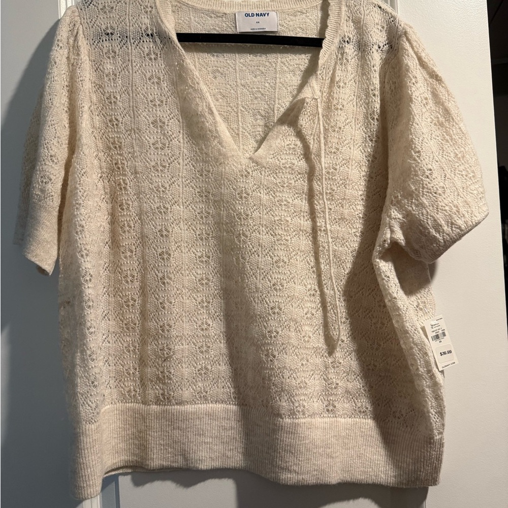 Old Navy Ivory Lace Knit Top